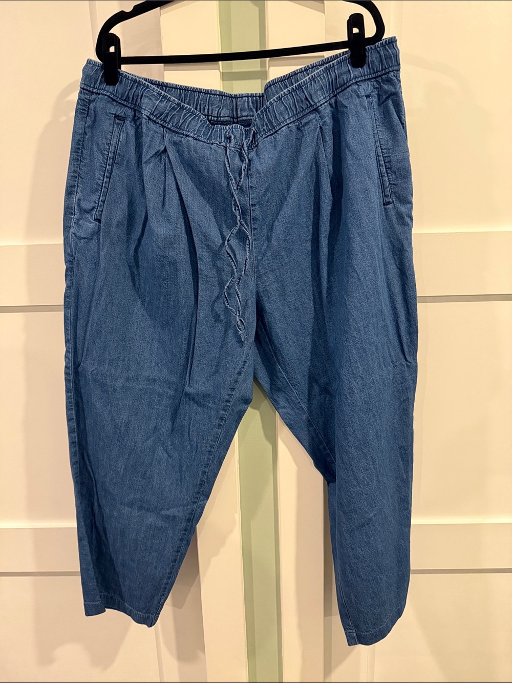 Relaxed Drawstring Denim pants - Blue
